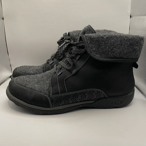 Chaco Women’s Barbury Casual Leather Boots w/ Wool Collar Size 11 J105764 Black - Picture 2 of 8